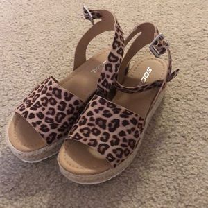 Cheetah Espadrille Wedge Sandals